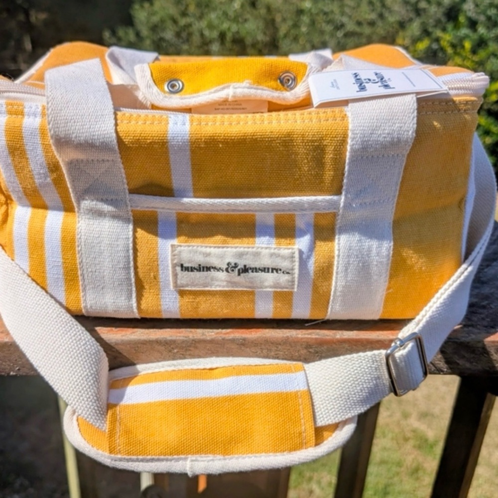 NWT - Business & Pleasure - Yellow and White Striped Canvas Bag